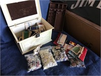 Plastic Sewing Box Full of Buttons and Bias