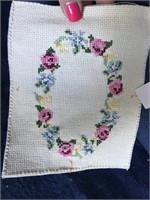 Small Cross Stitched Floral Oval