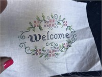 Cross Stitched "Welcome"