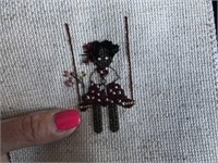 Cross Stitched Little Girl on Swing