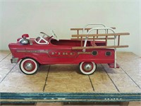 ANTIQUE pedal fire engine with bell light and