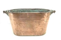 Vintage Copper Boiler Wash Tub w/ Wood Handles
