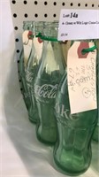 4- Green w/Wht Logo Coca-Cola 6.5oz Bottles