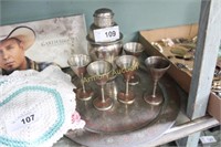 SERVING TRAY WITH CORDIALS AND DRINK MIXER