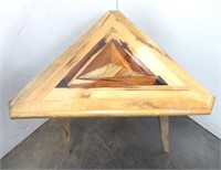 Hand Made Wood Inlay Pyramid Shape Table