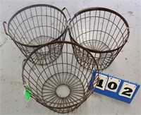 (3) Metal Wire Baskets
