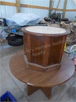 2 round wood tables