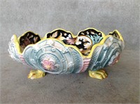 Vintage Hand Painted Italian Majolica Footed Bowl