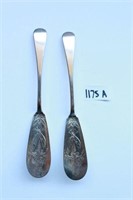 Pair of antique sterling silver fish servers,