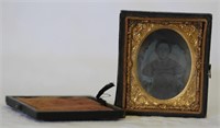 Antique Tintype Photograph in Gutta Percha Case