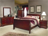 Louis Philippe Queen 5 pc Cherry Bedroom Suite