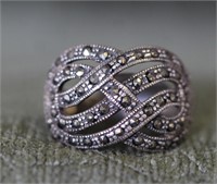 Sterling Silver Marcasite Double Infinity Ring