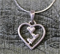 Sterling Silver Sisters Heart Necklace