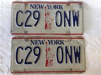 Matching Pair of Vintage New York License Plates