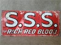 Antique S.S.S. Blood Tonic Embossed Metal Sign