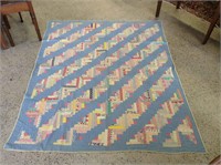 Antique Hand Sewn Geometric Pattern Quilt