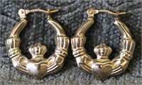 14 K Gold Claddagh Earrings