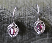 Sterling Silver Rhodolite Garnet Earrings