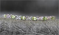 Sterling Silver Peridot & Marcasite Bracelet