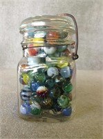 Antique Atlas Good Luck Jar Full of marbles