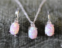 Lab Created Pink Opal & Diamond Accent Set