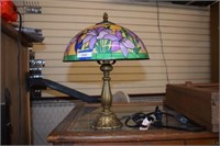 Bedroom Table Lamp, Hummingbird and Iris