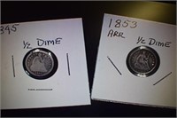 1845 and 1853 Half Dimes