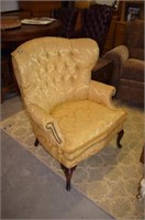 Wingback Armchair w/ Brocade Upholstery