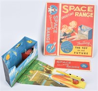 AUTOMATIC TOY TIN WINDUP SPACE SHOOTING RANGE