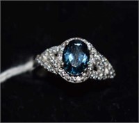 Sterling Silver Ring w/ London Blue Topaz and