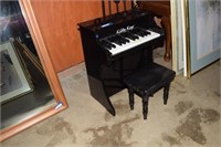Kiddy Keys Black Lacquered Wood Piano and Stool