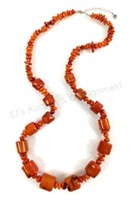 Coral Bead Necklace W/ Sterling Silver Clasp
