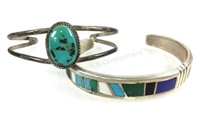 (2) Sterling Silver Native American Cuff Bracelets