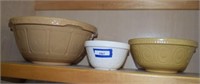 Three Vtg Ceramic Yellow Ware Dough Bowls