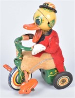 JAPAN Tin Friction DUCK ON TRICYCLE