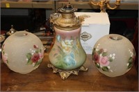 3pc Antique Lamp & Globes