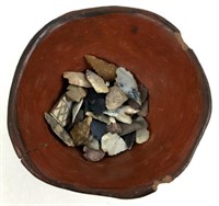 Pottery Bowl W/ Assorted Arrowheads