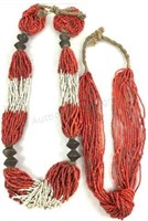 (2) Large Asian Style Vintage Coral Necklaces