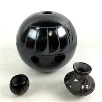 (3) Blackware Pottery Vases