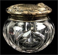 Antique Cut Glass Jar With Sterling Silver Lid