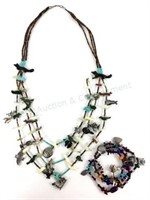 Native American Multi Strand Necklace & Bracelet