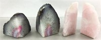 (2) Pairs Of Geode Stone Bookends