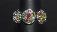 Size 8 Sterling Silver Ring w/ Semiprecious Stones