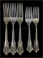 (5) Wallace Grande Baroque Sterling Silver Forks