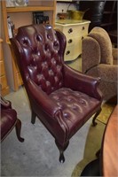 Leather Wingback Armchair w/ Stud Trim -