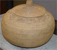 Lidded Hand Woven Basket