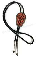 Evelyn Yazzie Sterling Silver & Coral Bolo Tie
