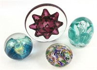 (4) Art Glass Paperweights