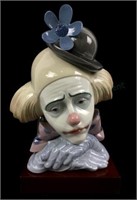 Lladro Porcelain Pensive Clown Head Bust 5130