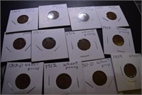 (12) Wheat Pennies - Date Range 1909-1924